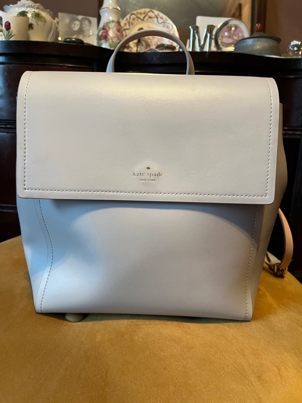 kate spade NY Somerville Road Megyn Backpack light gray smooth leather